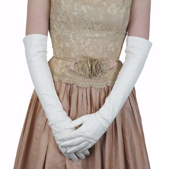 Almost Perfect (AP) Size 6 1/2 Long White Opera Gloves (12 button length) (2a)