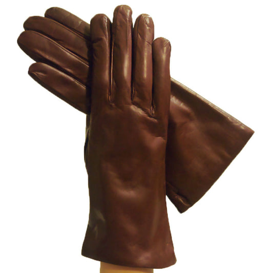 Women's Brown Italian Leather Gloves with cashmere lining - Solo Classe