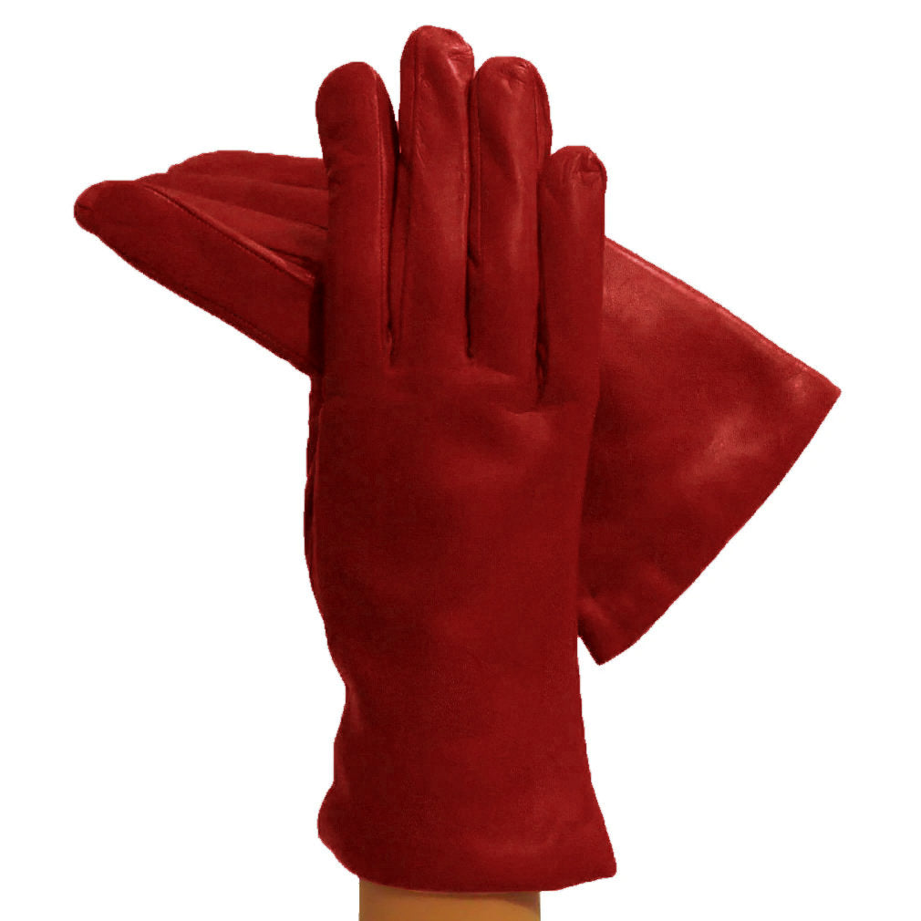 Garnet Red Opulent but Simple Italian Leather Gloves Cashmere-lined