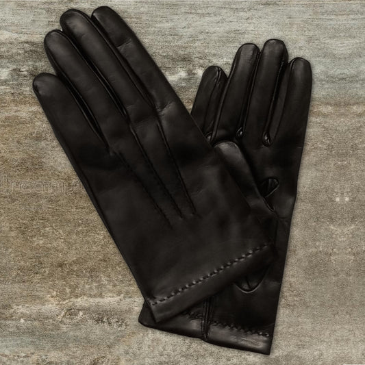 Men's Black Italian kidskin leather gloves - unlined