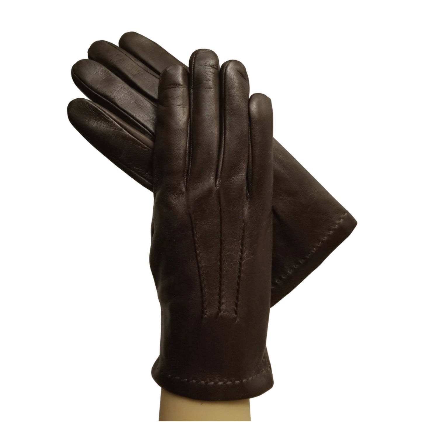 Dark Brown Men's Leather Gloves Without Lining