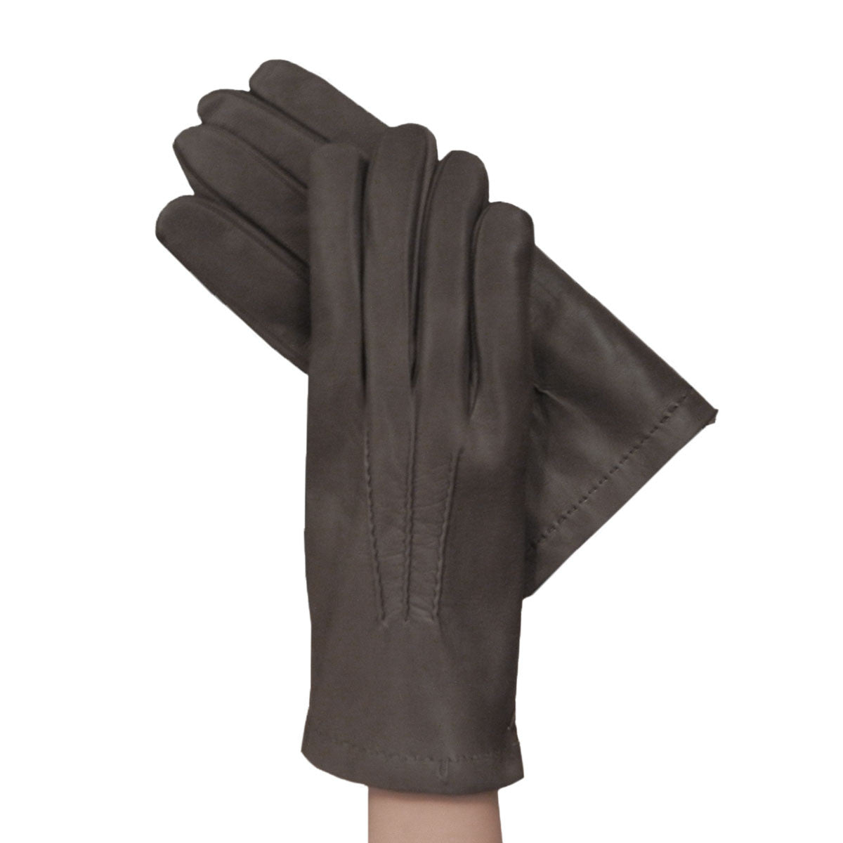 Gray Men's Kidskin Leather Gloves Lined in Cashmere. - Solo Classe